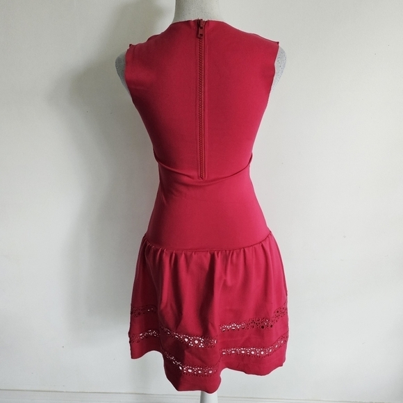 Maje "Acrobat" Hot Pink Eyelet Drop Waist Dress - Picture 6 of 12